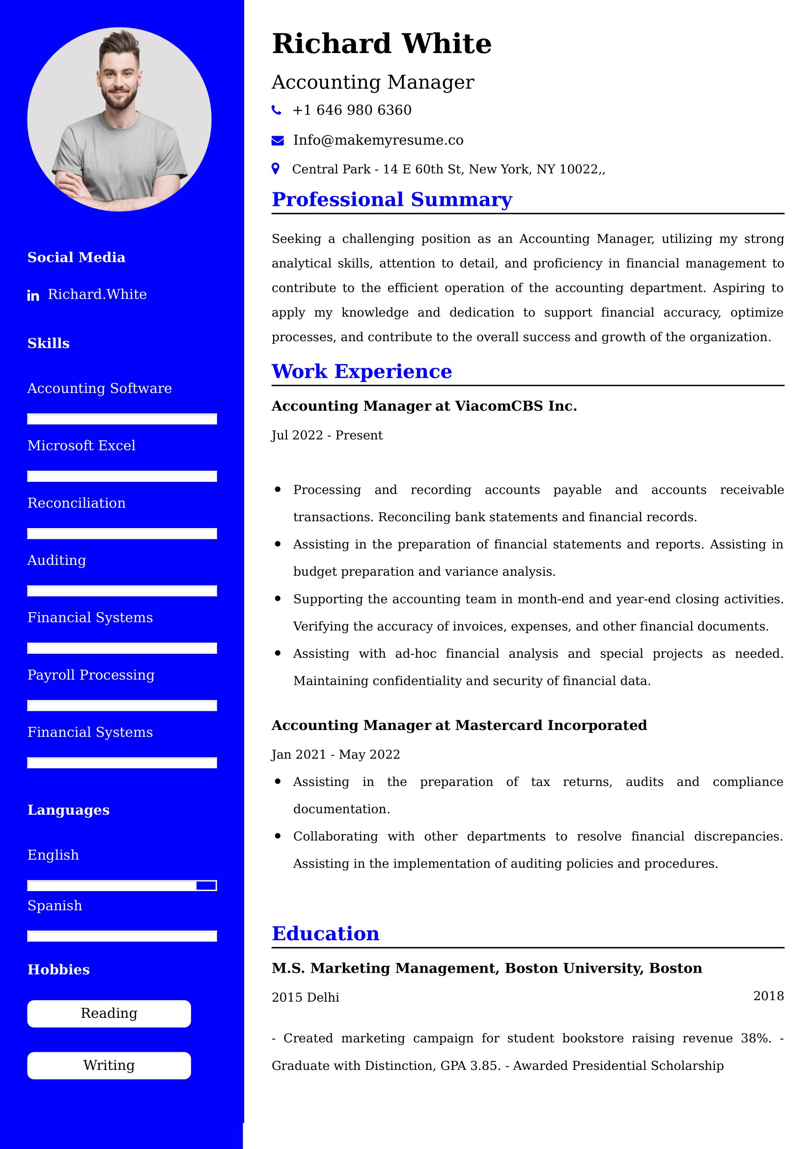 Accounting Manager CV Examples Malaysia