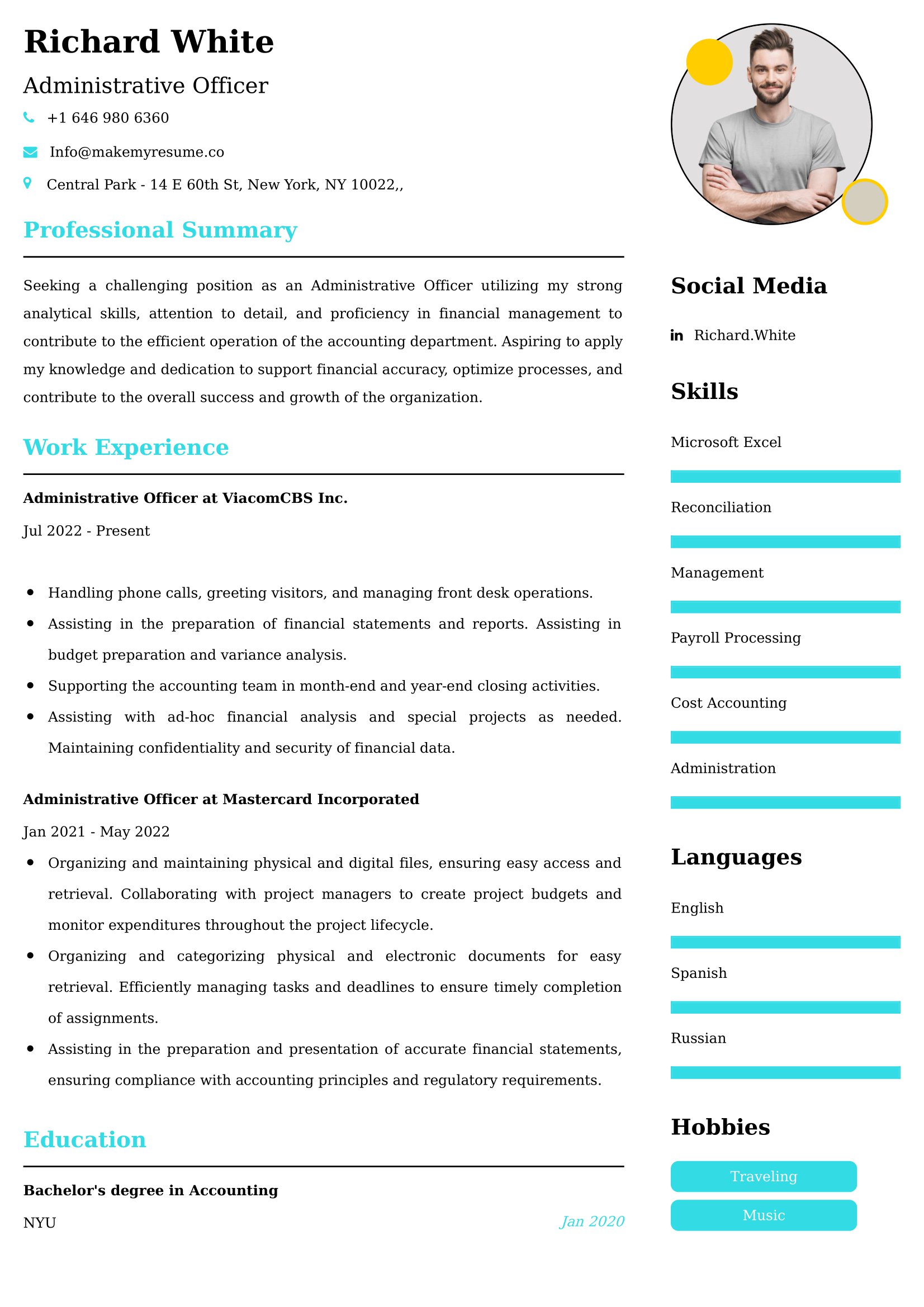 Administrative Officer CV Examples Malaysia