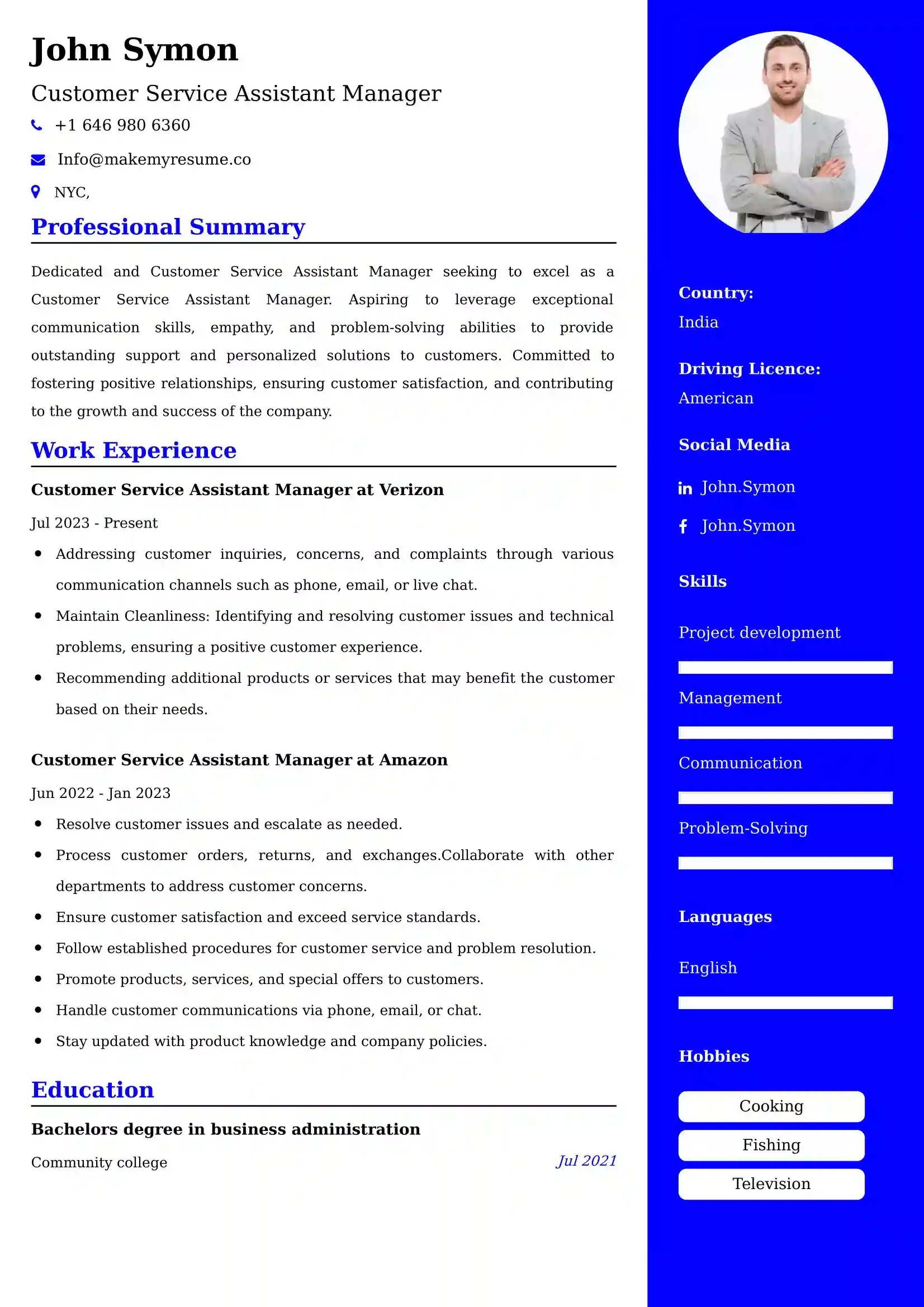 Customer Service Assistant Manager CV Examples Malaysia