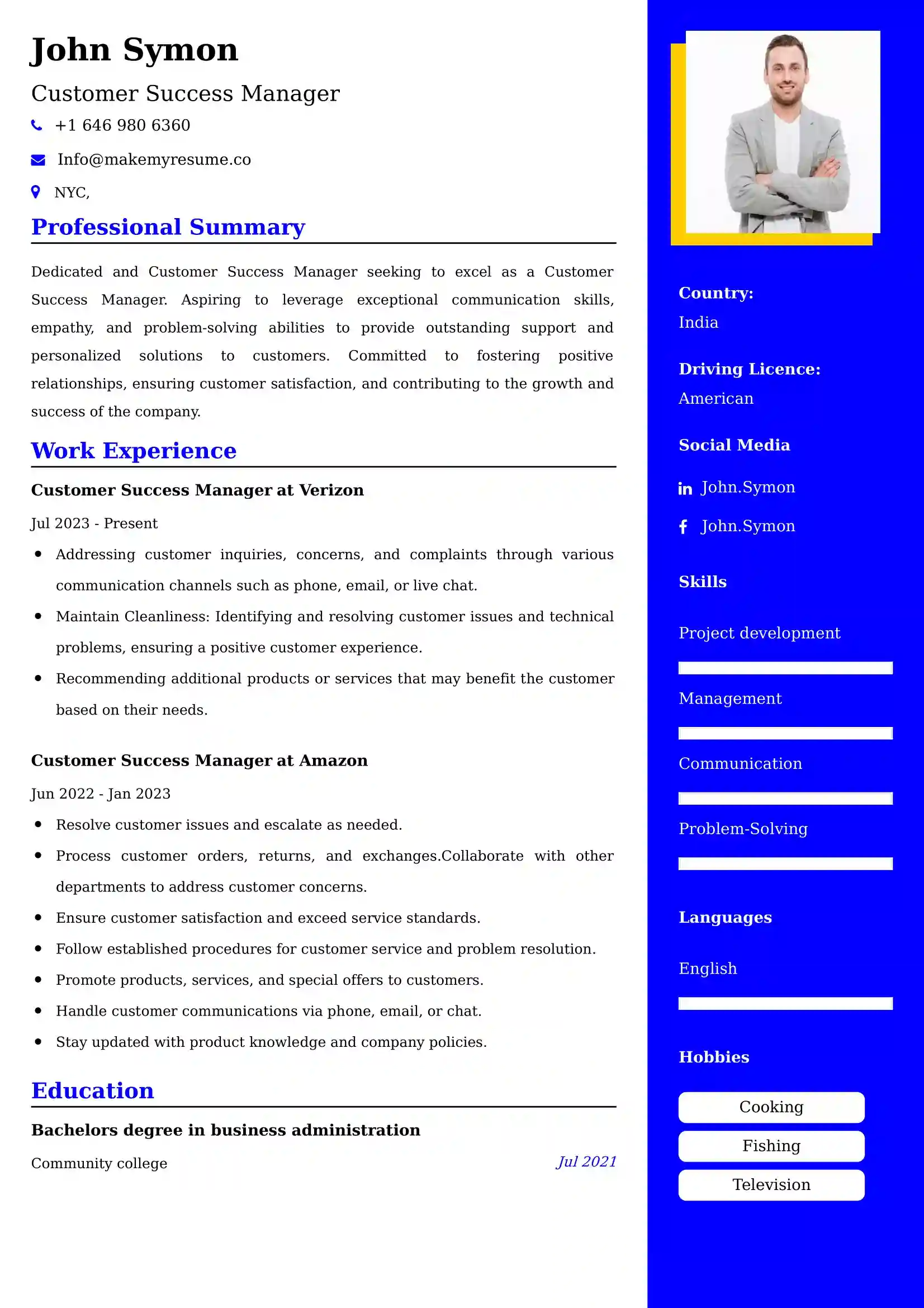 Customer Success Manager CV Examples Malaysia
