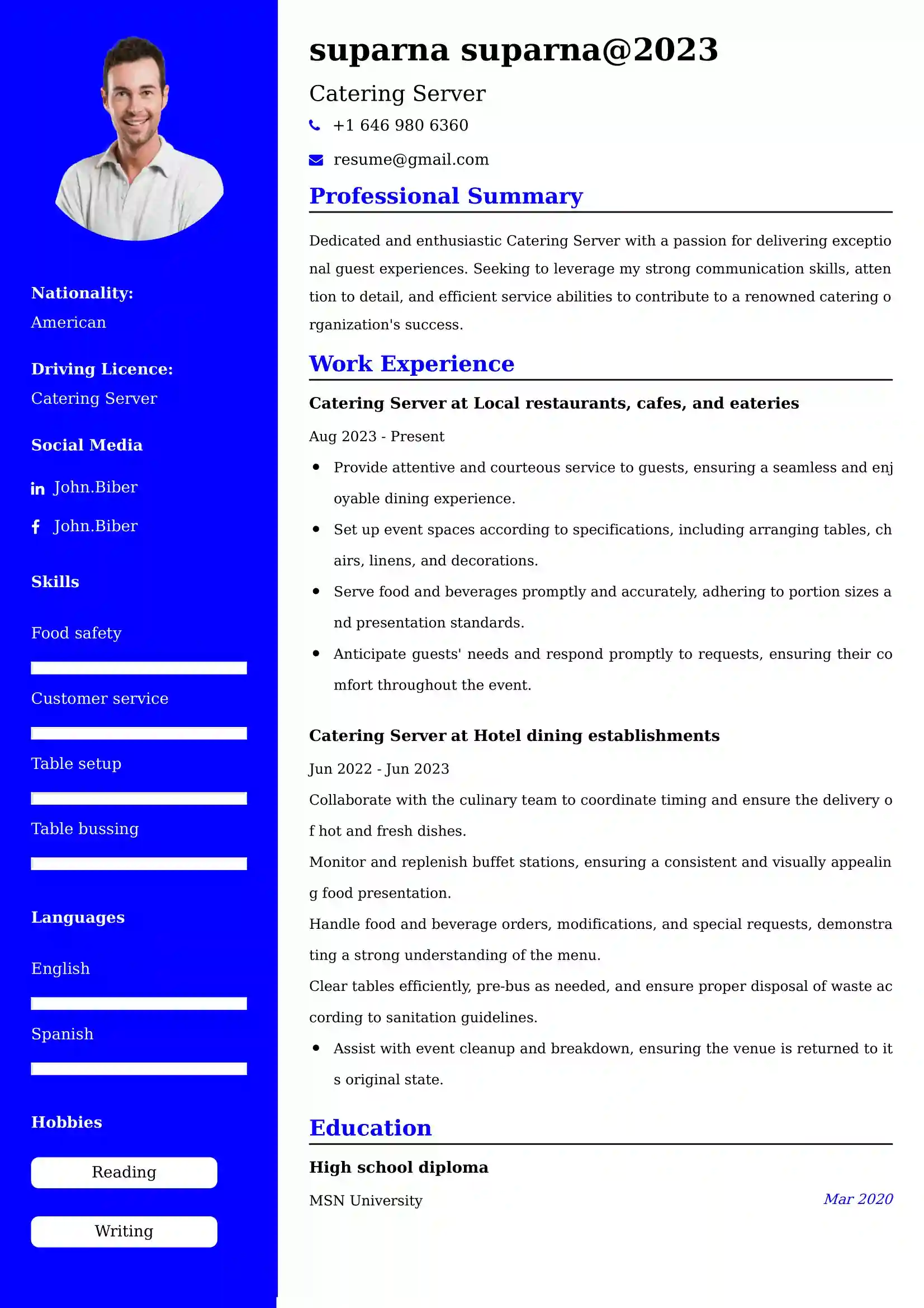 Cafeteria Worker CV Examples Malaysia