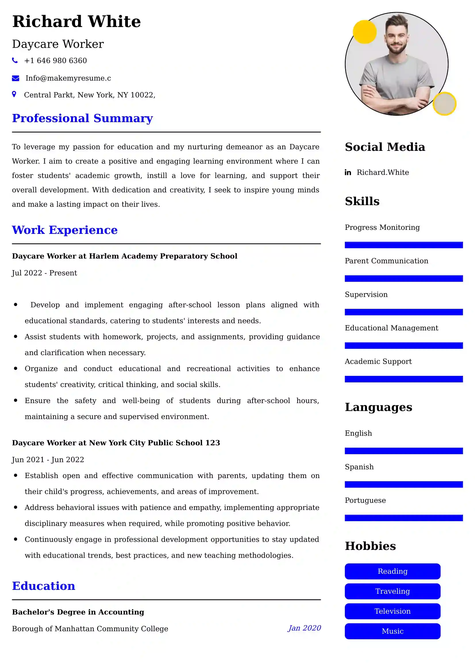 Daycare Worker CV Examples Malaysia